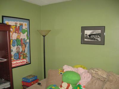 Natural Shade Of Green Paint Color On Our Family Room Walls