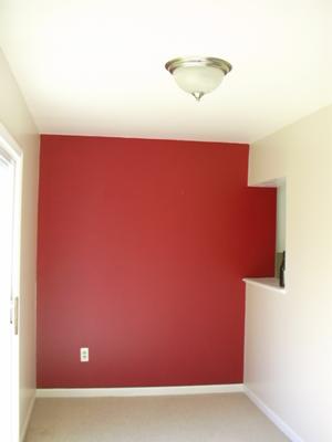 Painting Idea for a Breakfast Nook: Red Statement Wall
