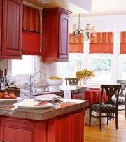 coordinated red kitchen design colors