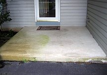 Rust and mildew stains on concrete