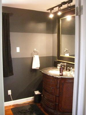 Black and gray horizontal wall stripes